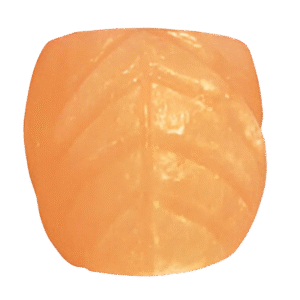 Himalayan salt carved into a leaf shape.