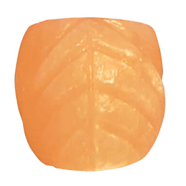 Himalayan salt carved into a leaf shape.
